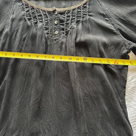 J. JILL Black Sheer Long Sleeve Peasant Top Size M - Picture 6 of 11